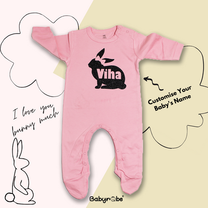 "Soft and comfortable baby Organic jumpsuit with custom name." 