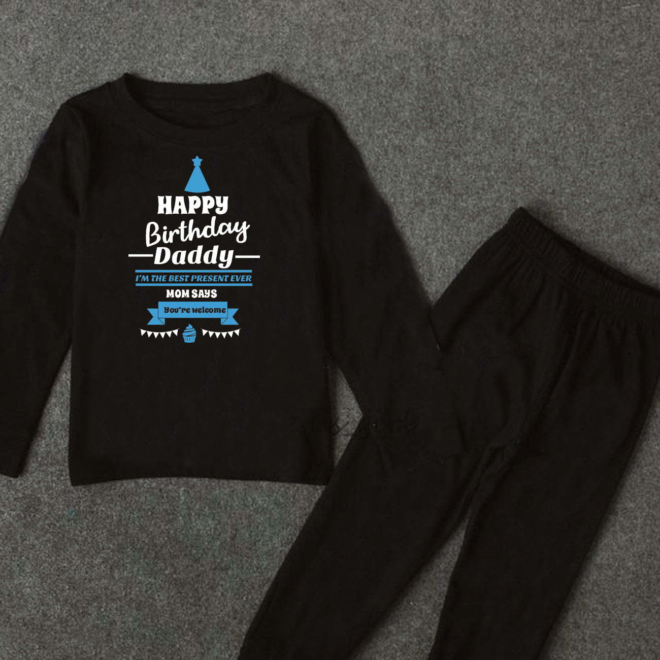 "Custom baby T-Shirt & Pajama set with name and design for Happy B'day."