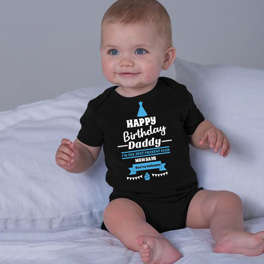 "Customizable Happy B'day baby outfit with name."