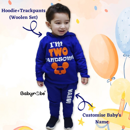 I'm Two Handsome (Hoodie+Trackpants Woolen Set)