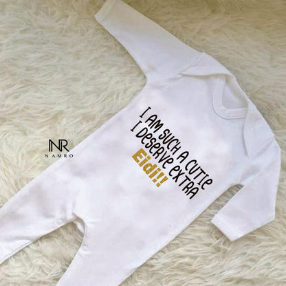 "Soft and comfortable baby jumpsuit with custom name and design."