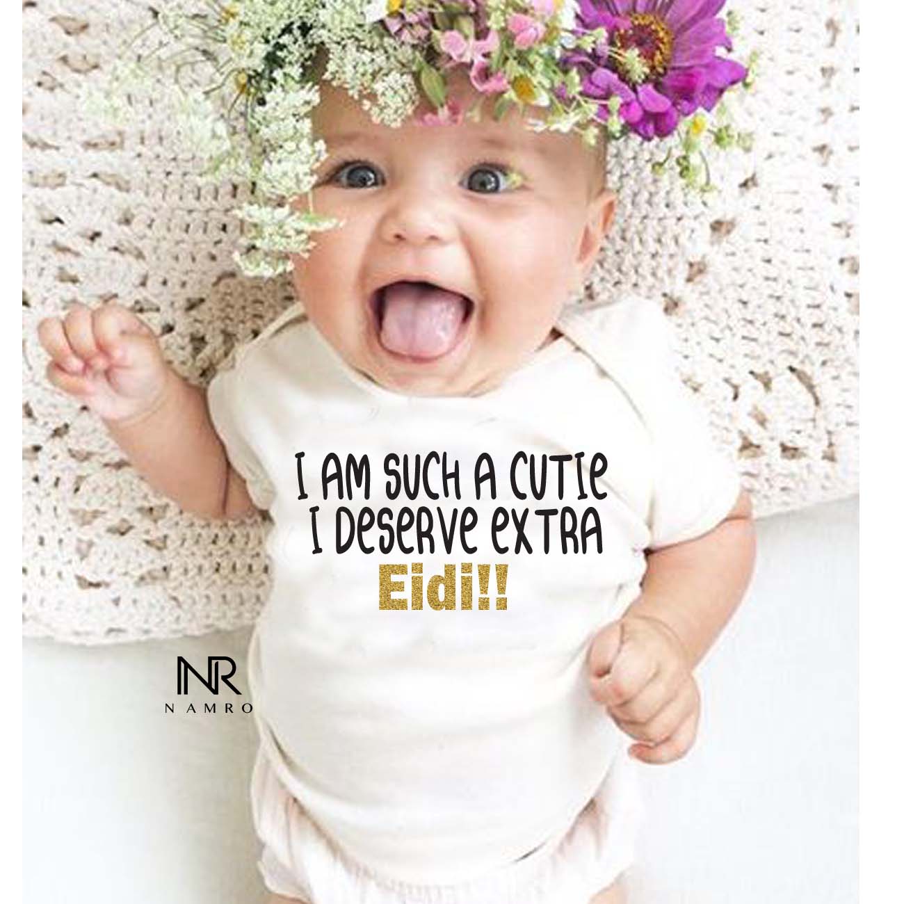 "Celebrate eid with a personalized baby onesie."