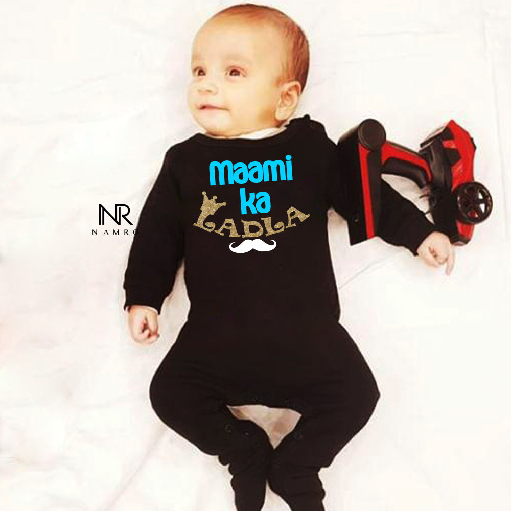 "Adorable custom jumpsuit for babies with unique artwork and cozy fit."