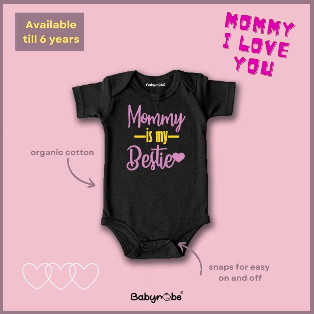"Baby onesie with personalized name for a special Mommy Is My Bestie."
