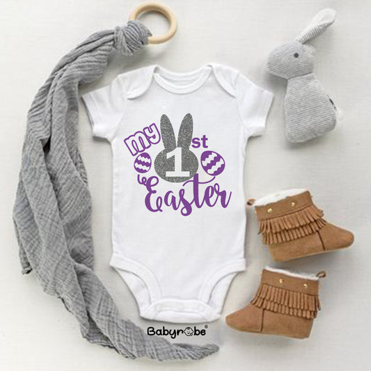 "Custom name My 1st Easter onesie for your little one."