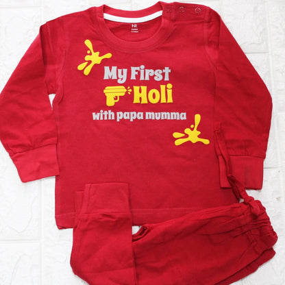 "Soft and comfortable baby T-Shirt & Pajama Set with custom name."