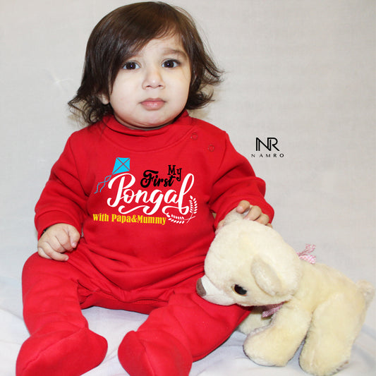 "Celebrate pongal with a personalized baby Weellon Jumpsuit."