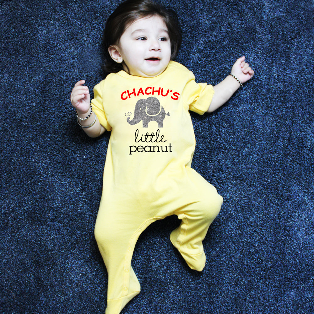"Custom name Chachu's Little Peanut jumpsuit for your little one."