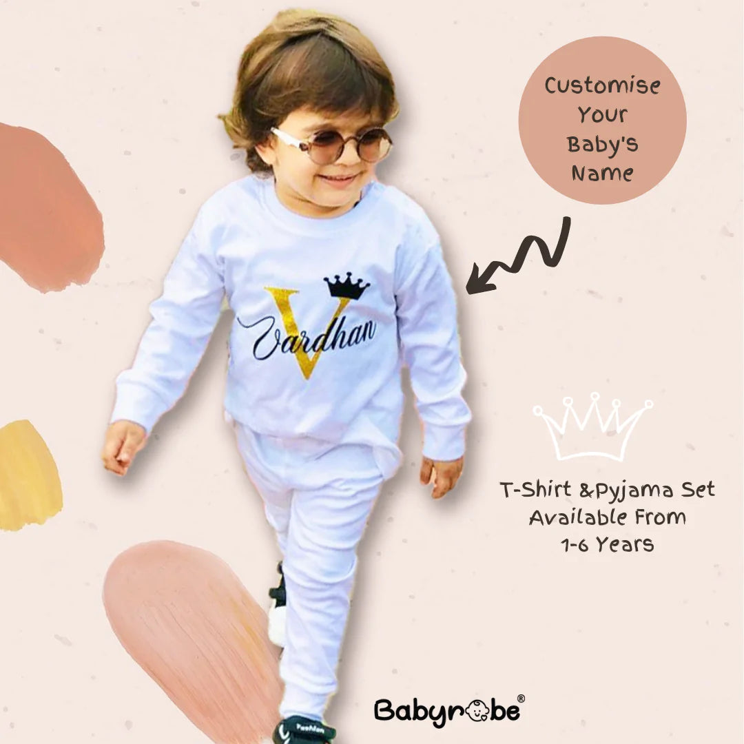 " Custom baby T-Shirt & Pajama Set with Baby's name."
