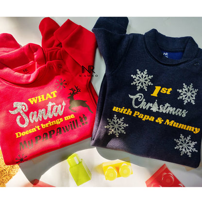 "unique design and breathable fabric, what santa doesn't brings me, my papa will, Daddy’s Little Star, Santa’s Little Helper’ in red"