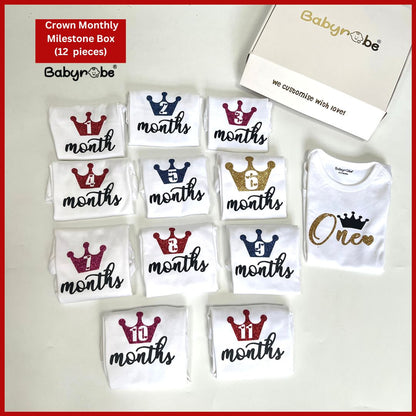 "Custom baby romper featuring a fun print and personalized text"Capture Baby’s First Year Moments"