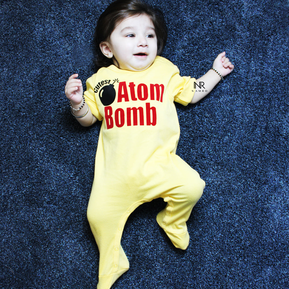 "Cute custom name baby jumpsuit for Diwali."baby yellow jumpsuit ",Organic cotton and soft fabric.Adorable custom jumpsuit for babies with unique artwork and cozy fit"