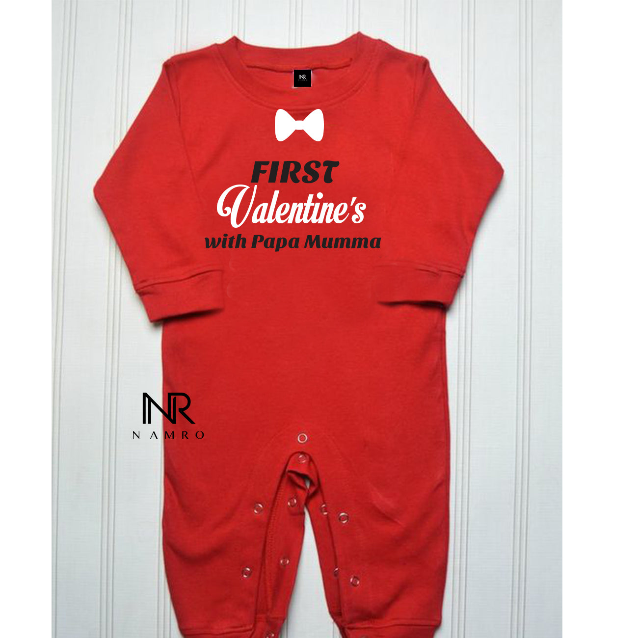 "Custom baby jumpsuit  with name and special design valentine."