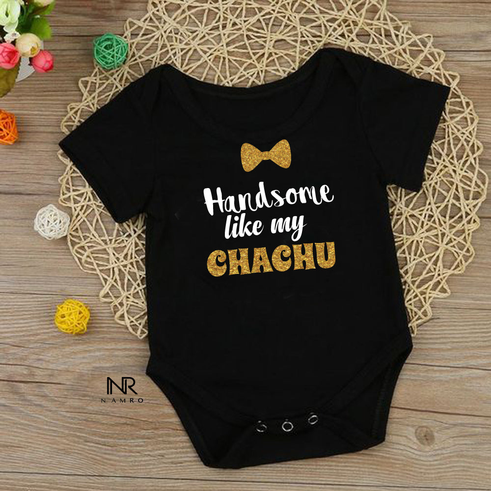 "Baby romper with personalized  handsome like chachu design."