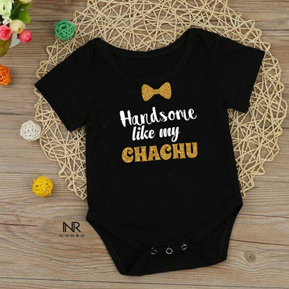 "Baby romper with personalized  handsome like chachu design."