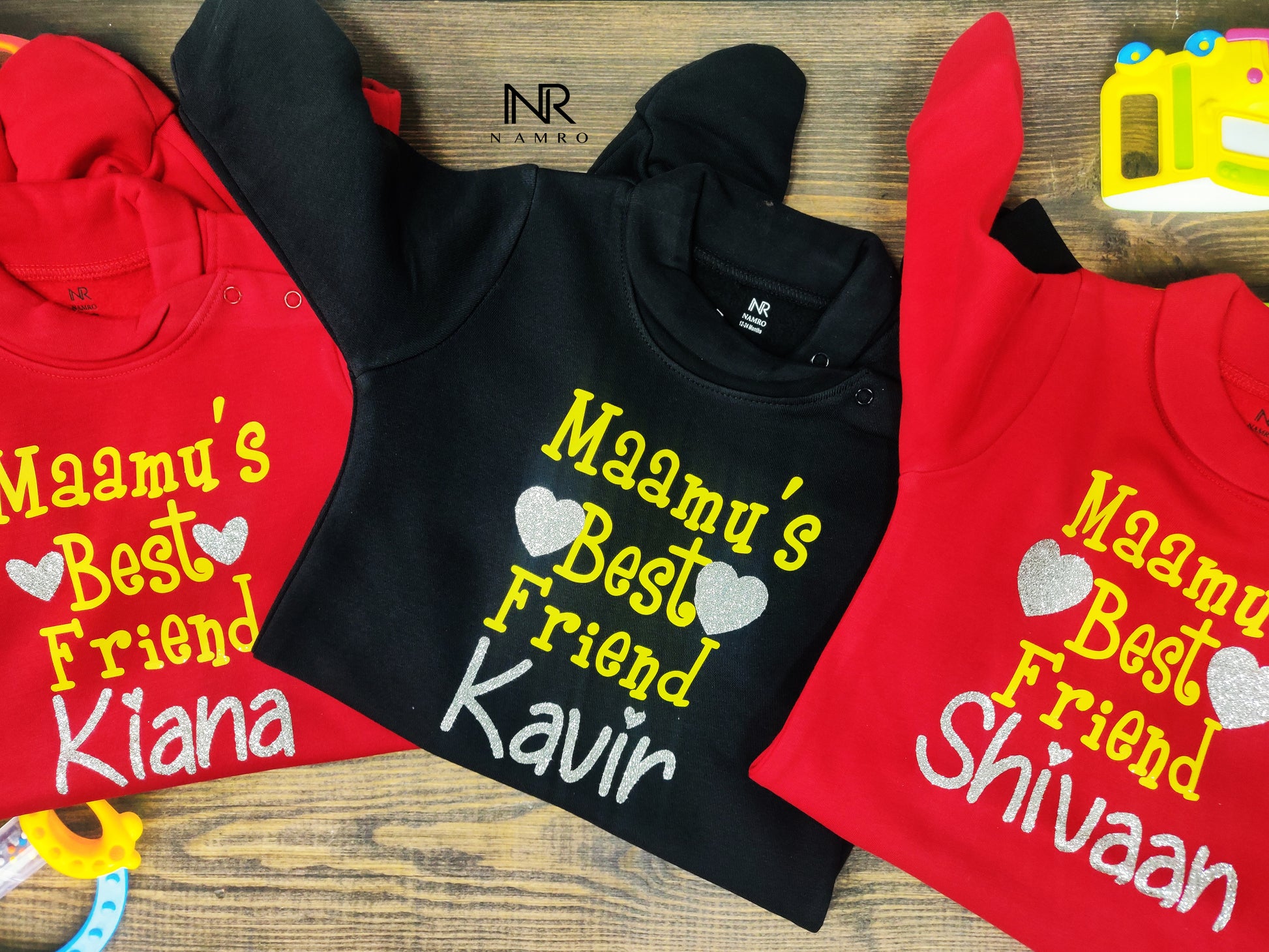 "Custom name Maamu's Best Friend jumpsuit for your little one."