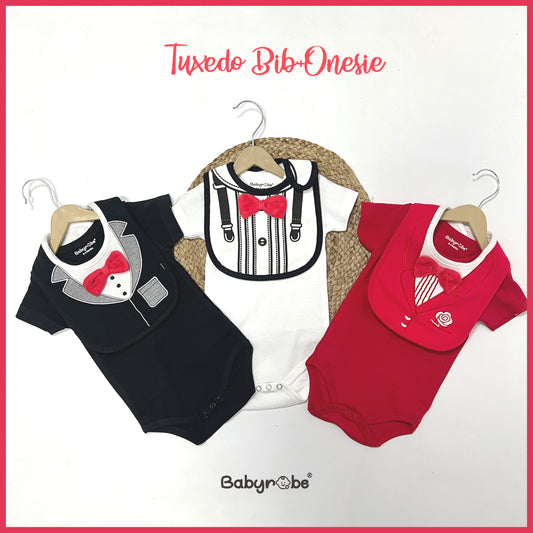 Tuxedo Bib+Baby Onesie