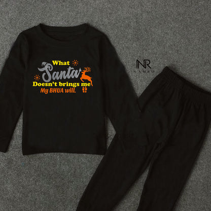 "t-shirt and pant set  with personalized message and cute animal design, design and easy snap closures"


